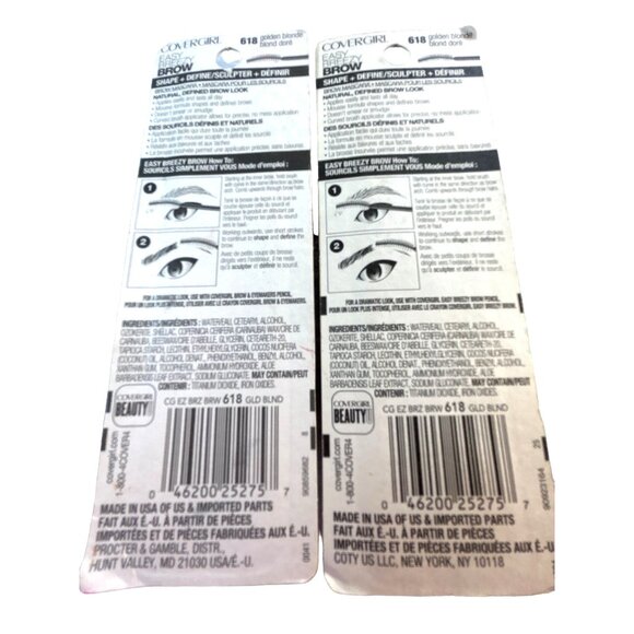 Covergirl Easy Breezy Brow 618 Golden Blonde .3oz Lot of 2 New - Picture 3 of 3